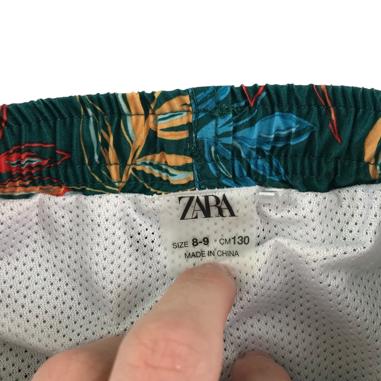 Zara swim trunks 8-9 years green foliage shorts