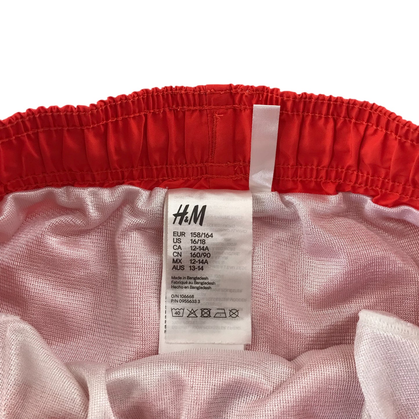 H&M swim trunks 12-13 years red plain shorts