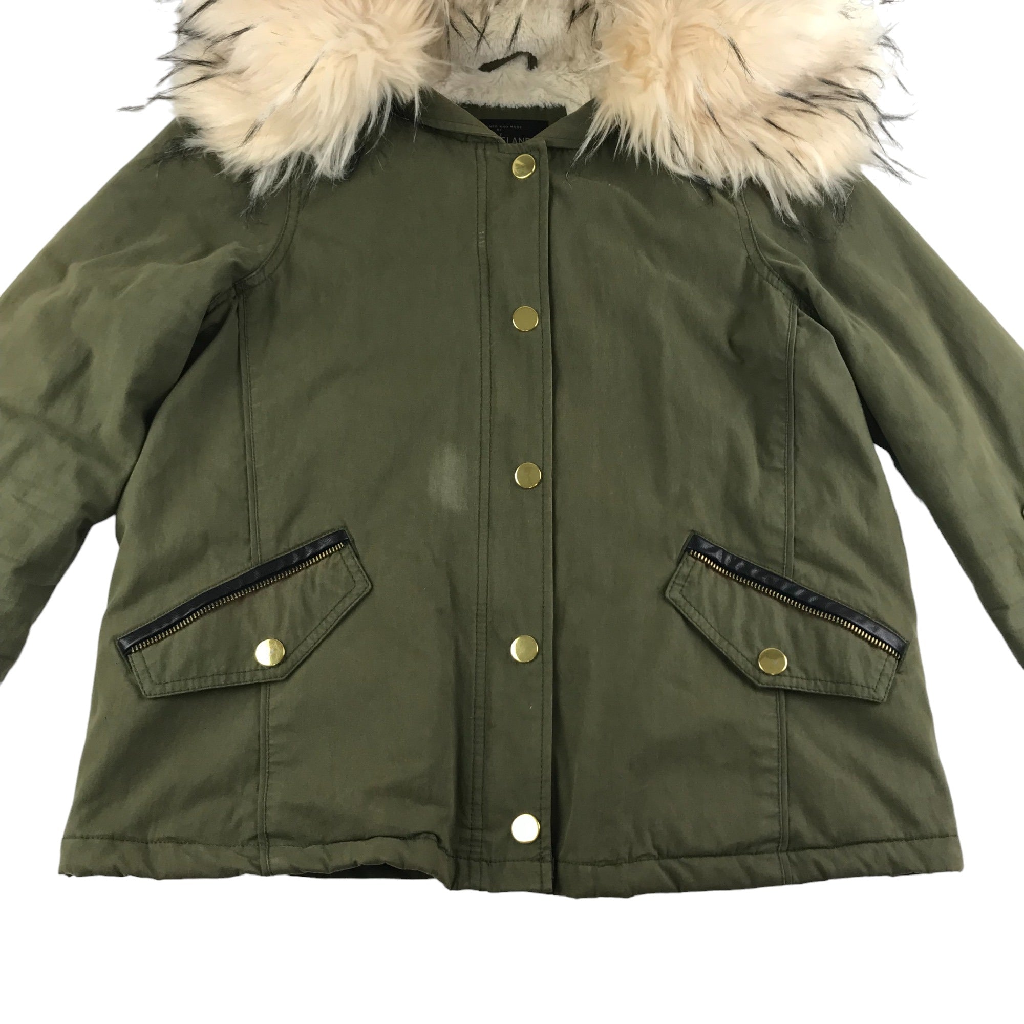 River island khaki military coat on sale