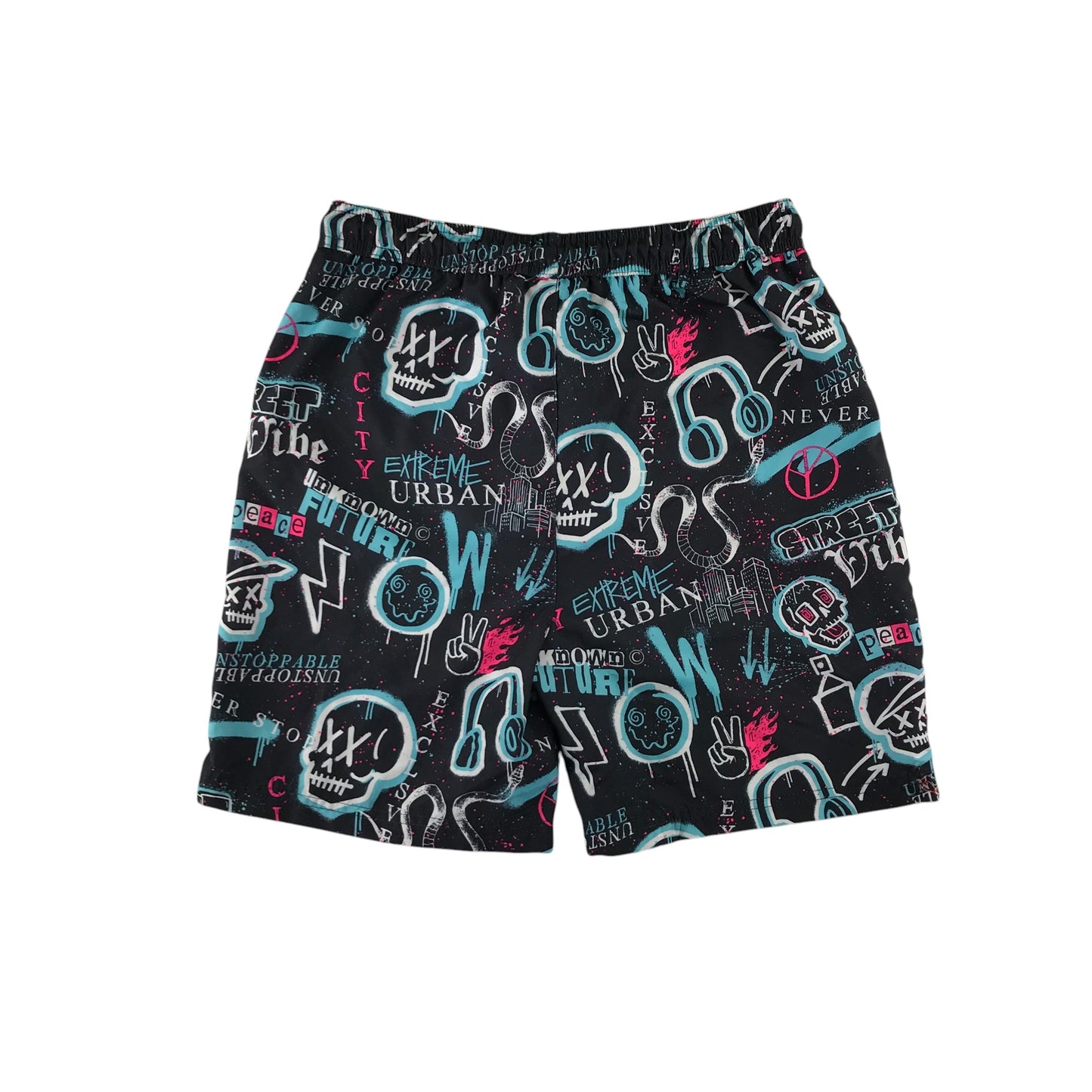 George swim trunks 14-15 years black blue and pink graffiti print shorts