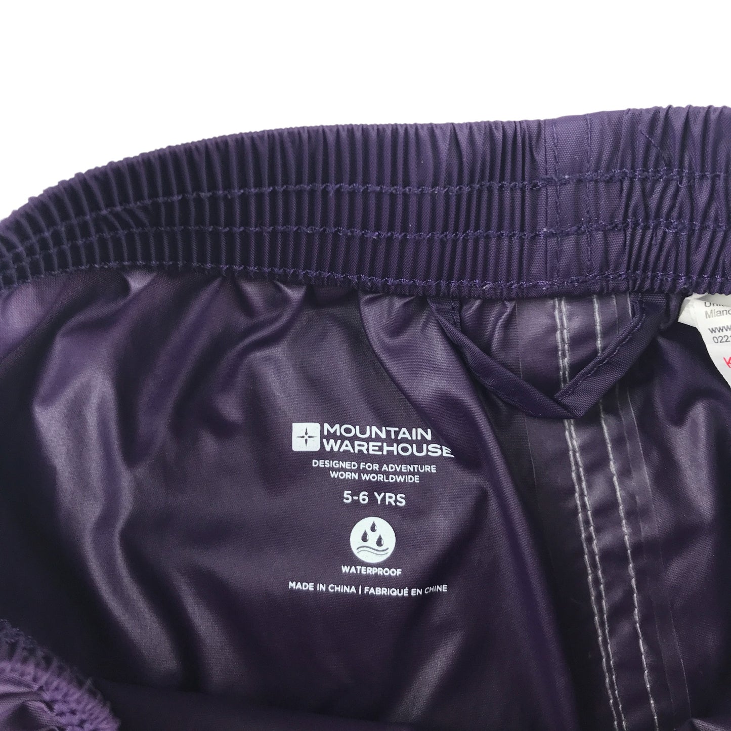 Mountain Warehouse waterproof trouser 5-6 years purple thin lightweight