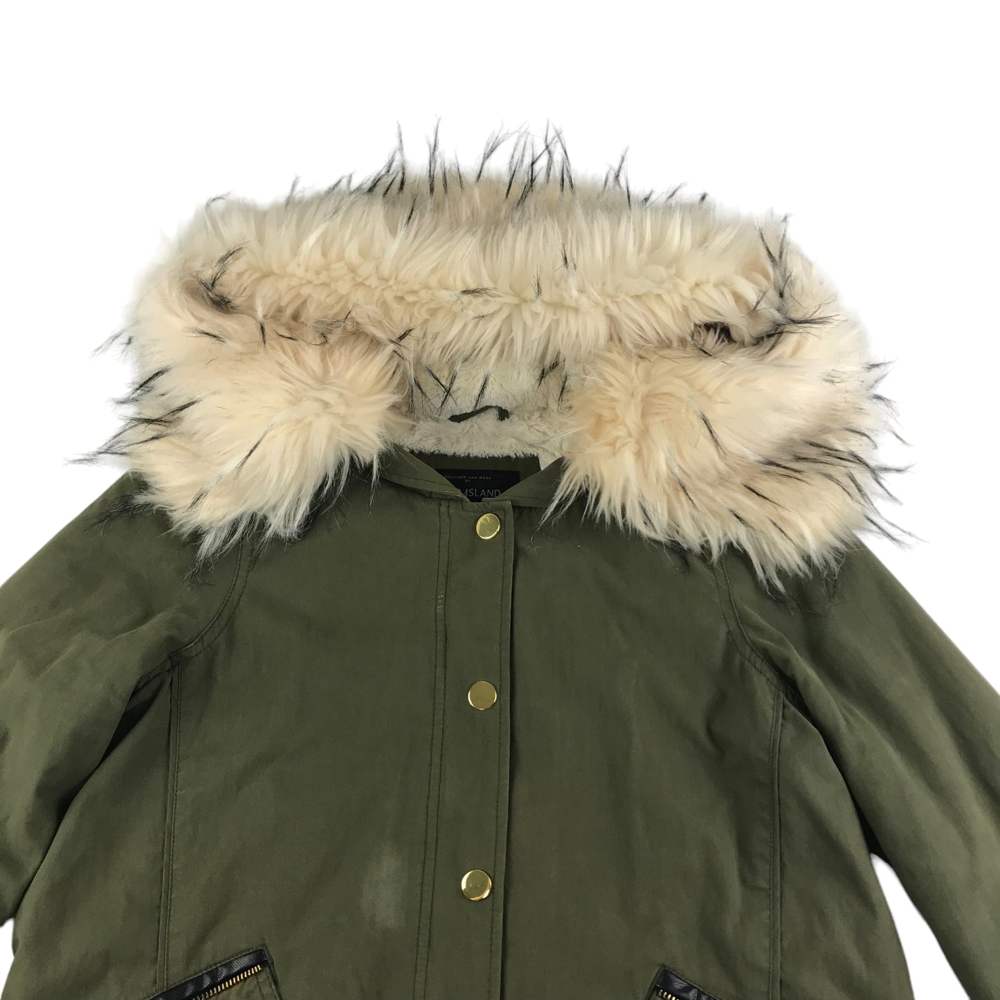 River Island Jacket Size UK 8 Khaki Green Short Parka