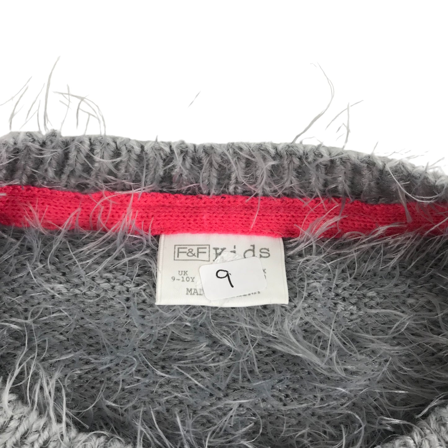 F&F Jumper Age 9 Grey Fluffy Multicolour Bobbles