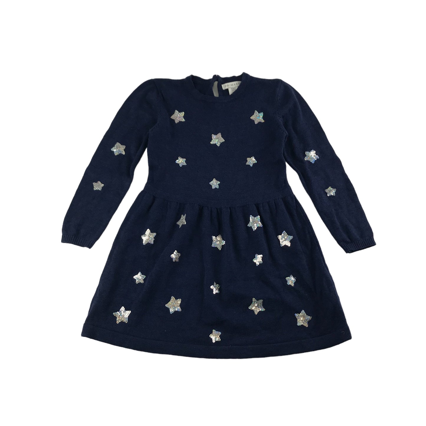 Primark Dress Age 5 Navy Blue Sparkly Sequin Star Pattern