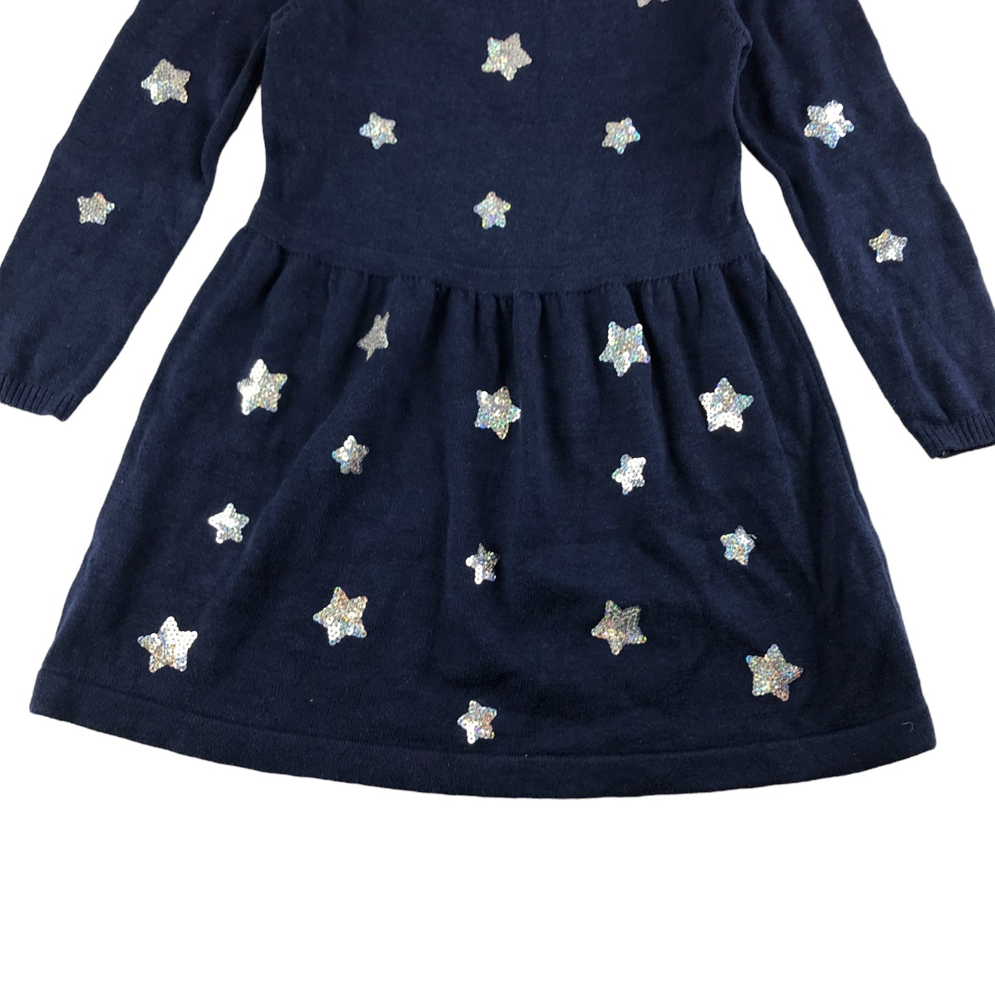 Primark Dress Age 5 Navy Blue Sparkly Sequin Star Pattern