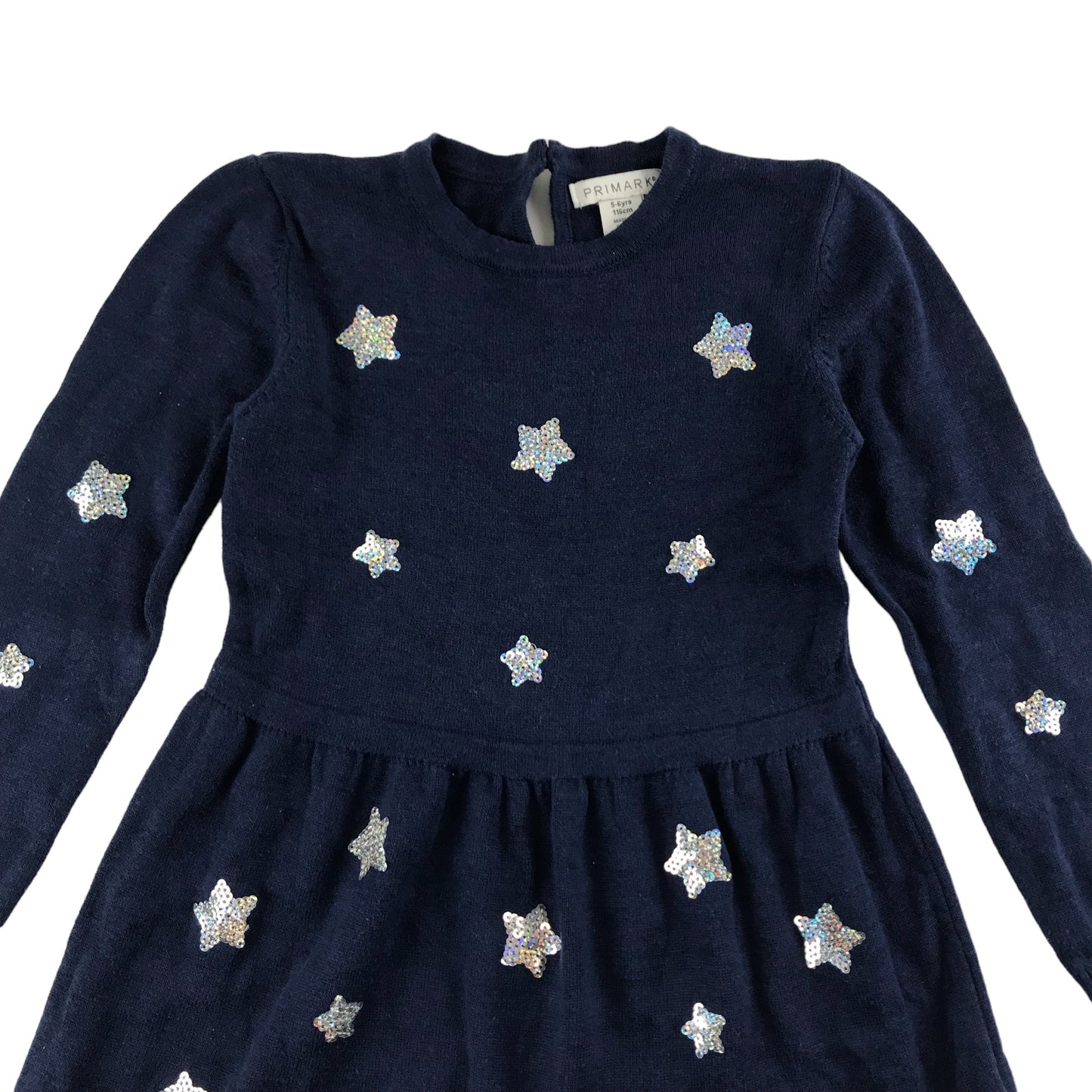 Primark Dress Age 5 Navy Blue Sparkly Sequin Star Pattern