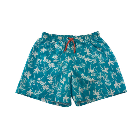 H&M swim trunks 14-15 years blue palm tree print pattern shorts