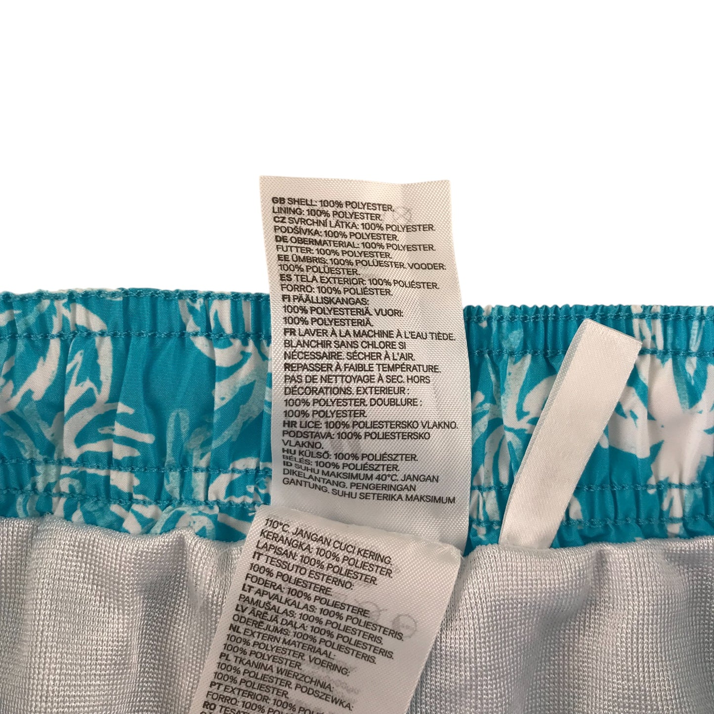 H&M swim trunks 14-15 years blue palm tree print pattern shorts