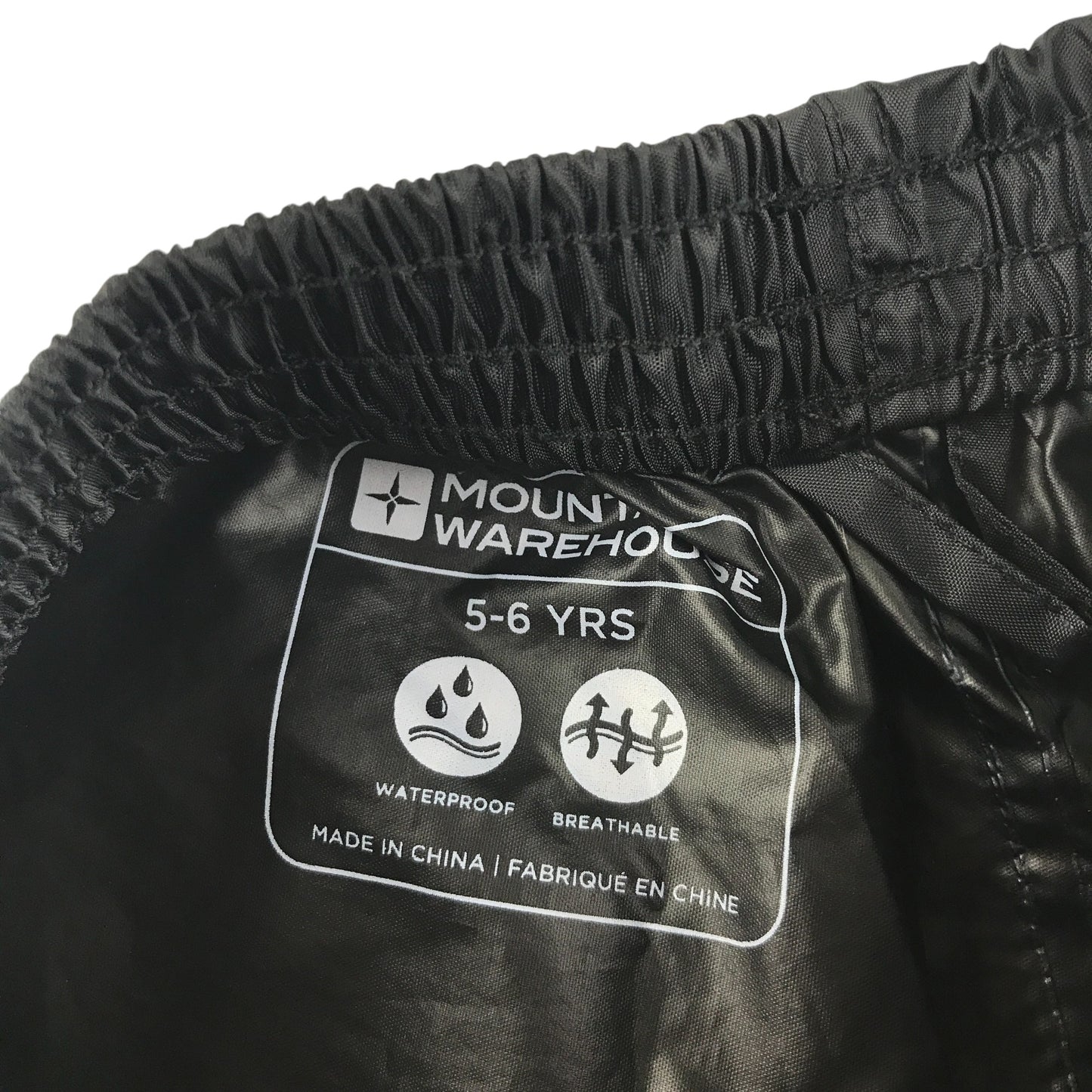 Mountain Warehouse waterproof trouser 5-6 years black thin lightweight