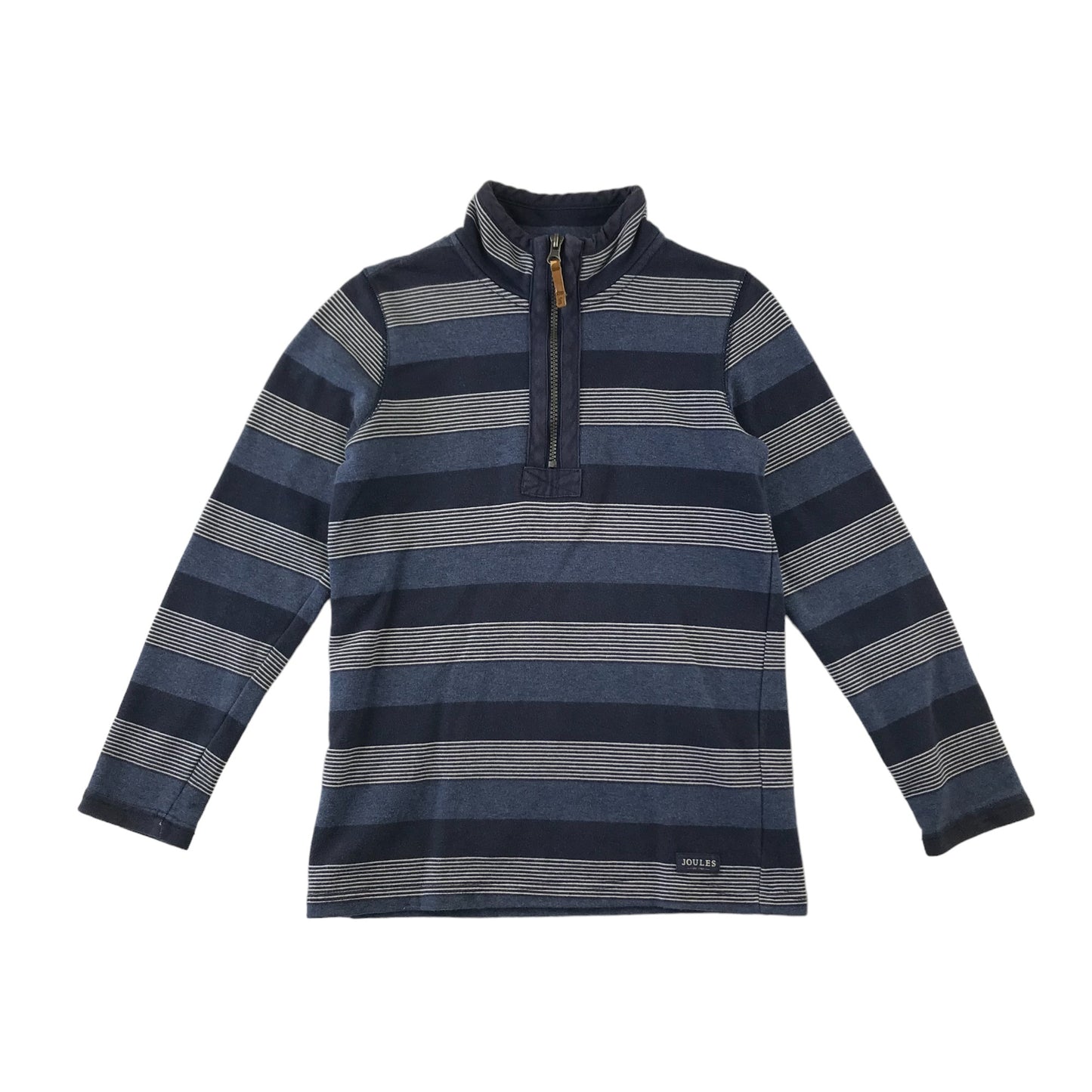 Joules sweater 9-10 years blue and grey stripy horizontal stripes jersey cotton