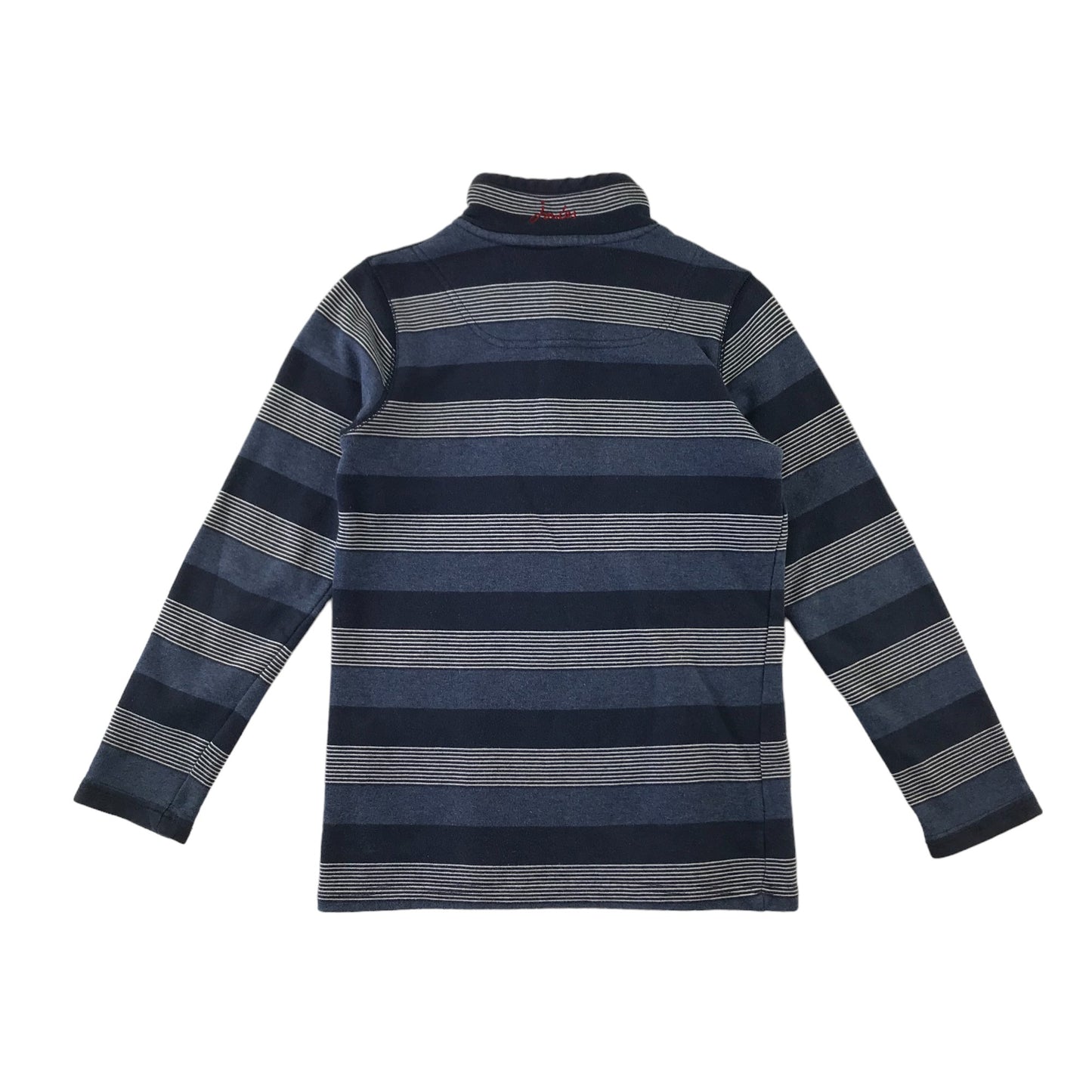 Joules sweater 9-10 years blue and grey stripy horizontal stripes jersey cotton