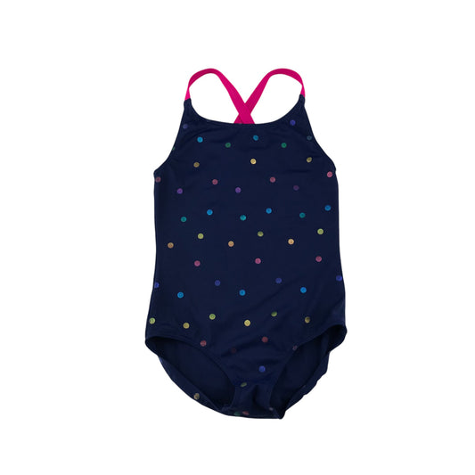 Boden swimsuit 8-9 years navy multicolour polka dot one-piece cossie