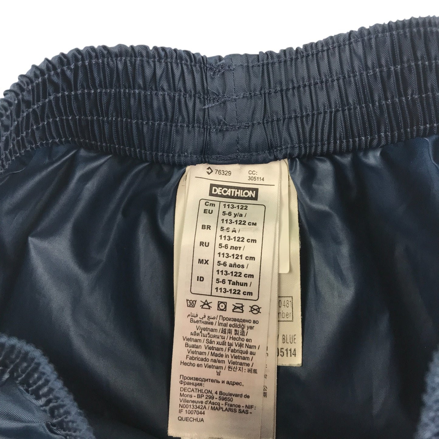 Decathlon waterproof trouser 5-6 years navy thin lightweight