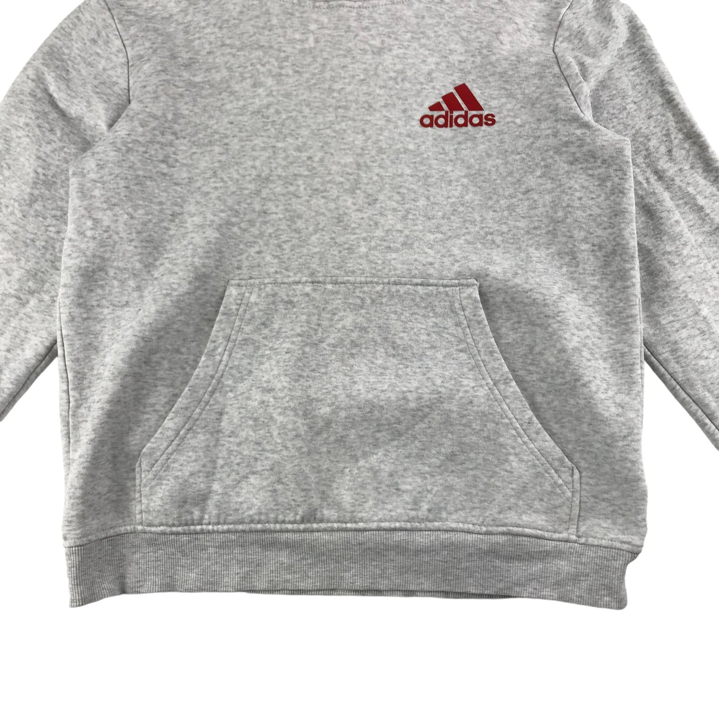 Adidas Hoodie Age 11 Light Grey Pullover Jersey with Red Lining and Logo