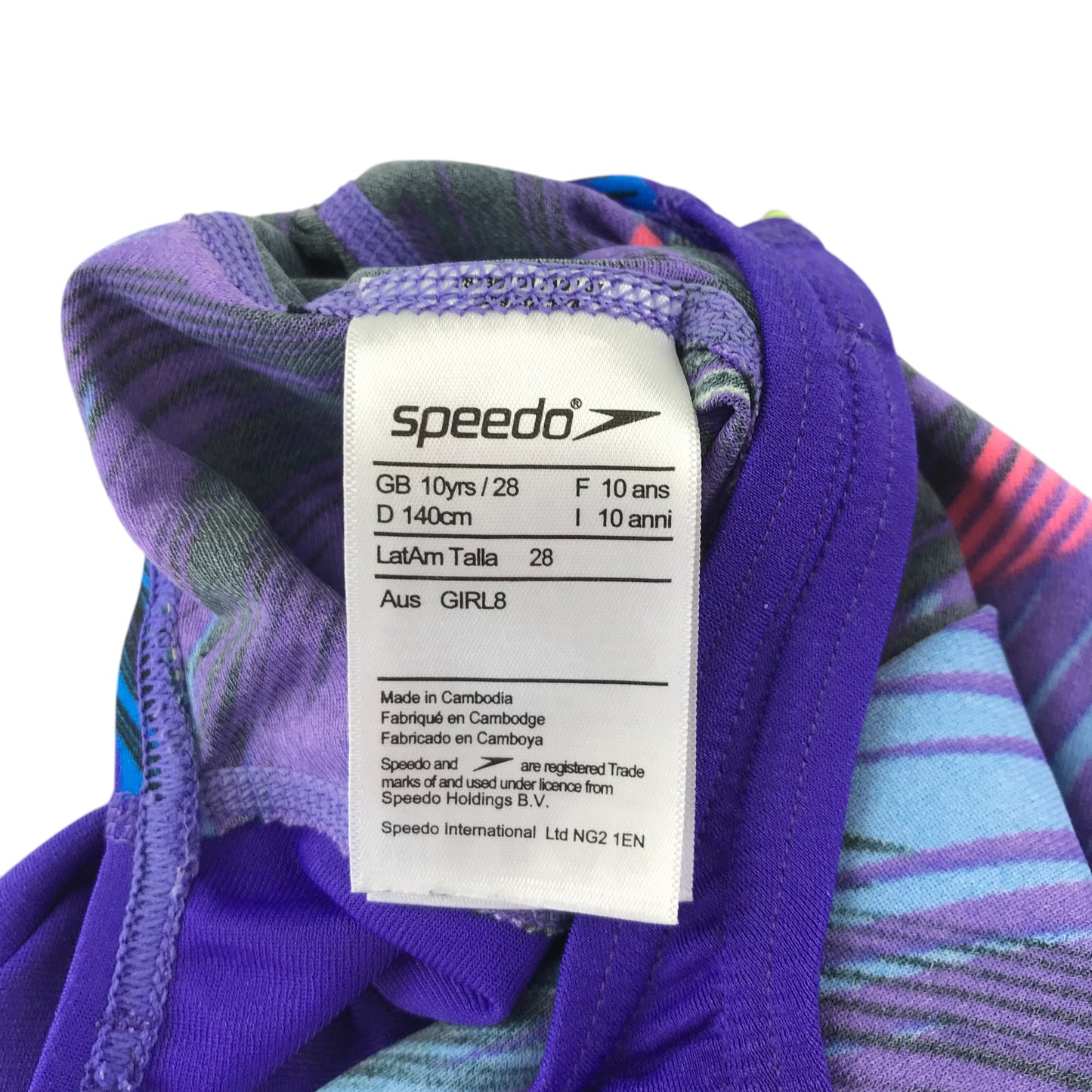 Speedo swimsuit 9-10 years purple short leg one-piece swim costume