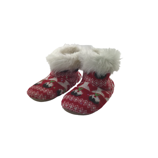 Primark Red Xmas Pattern Slippers Shoe Size 13 jr