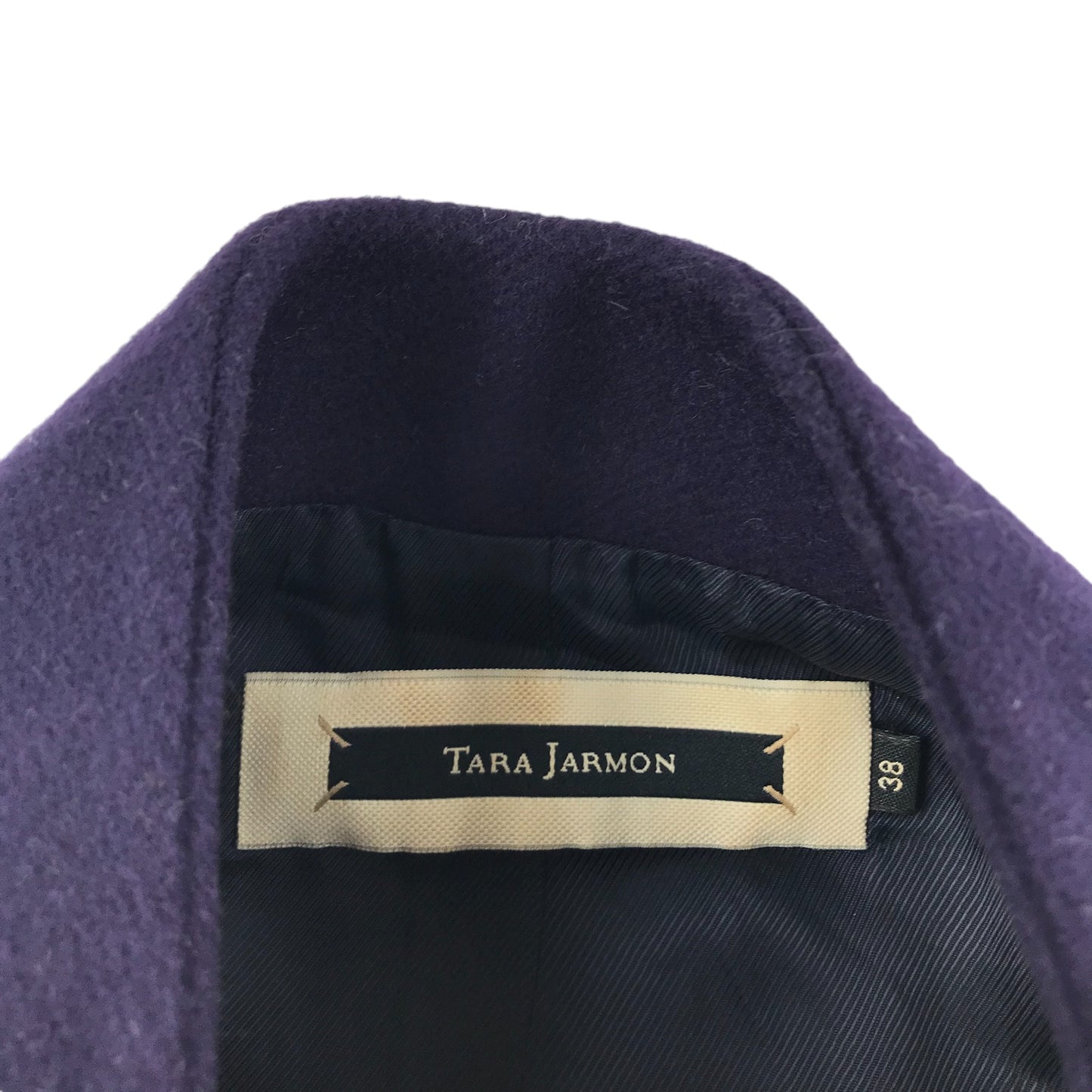 Tara Jarmon Coat Size 38 Navy 3/4 Wide Sleeves Wool-mix
