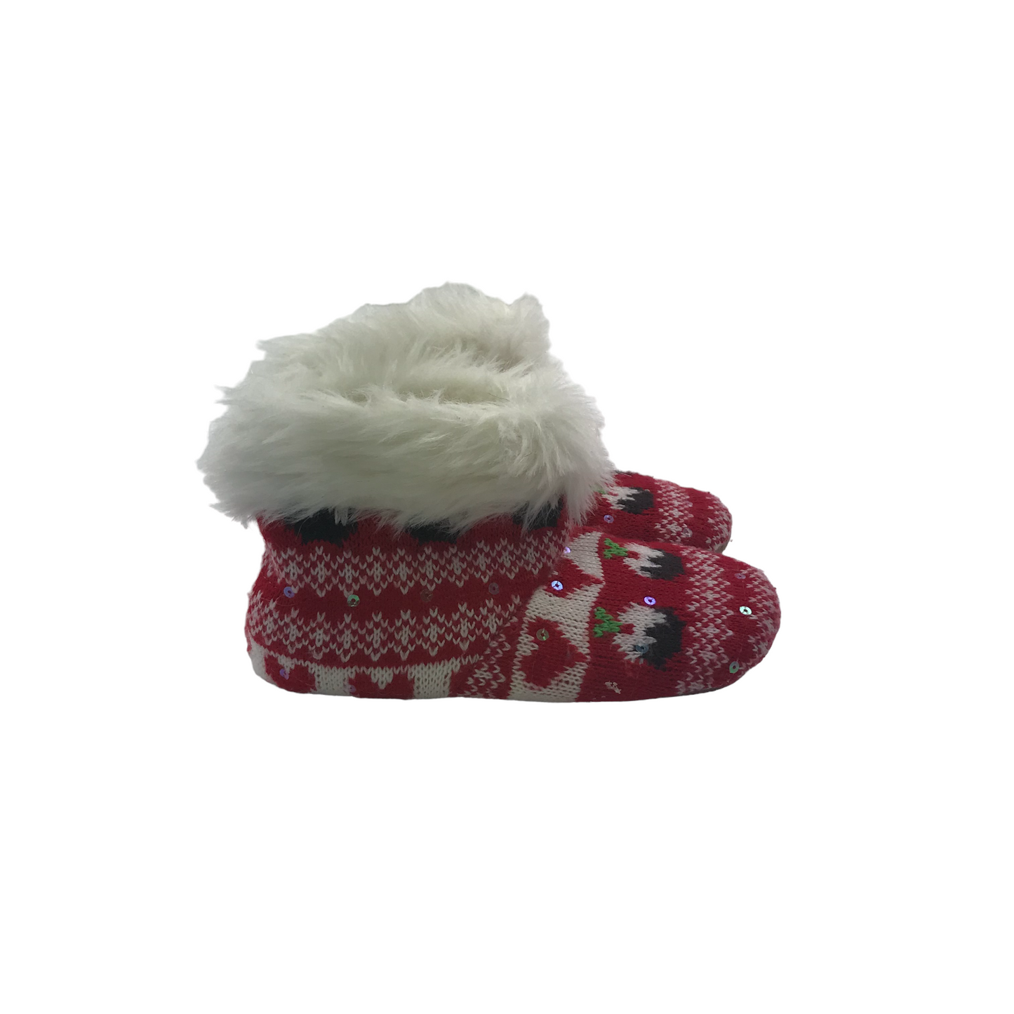 Primark Red Xmas Pattern Slippers Shoe Size 13 jr