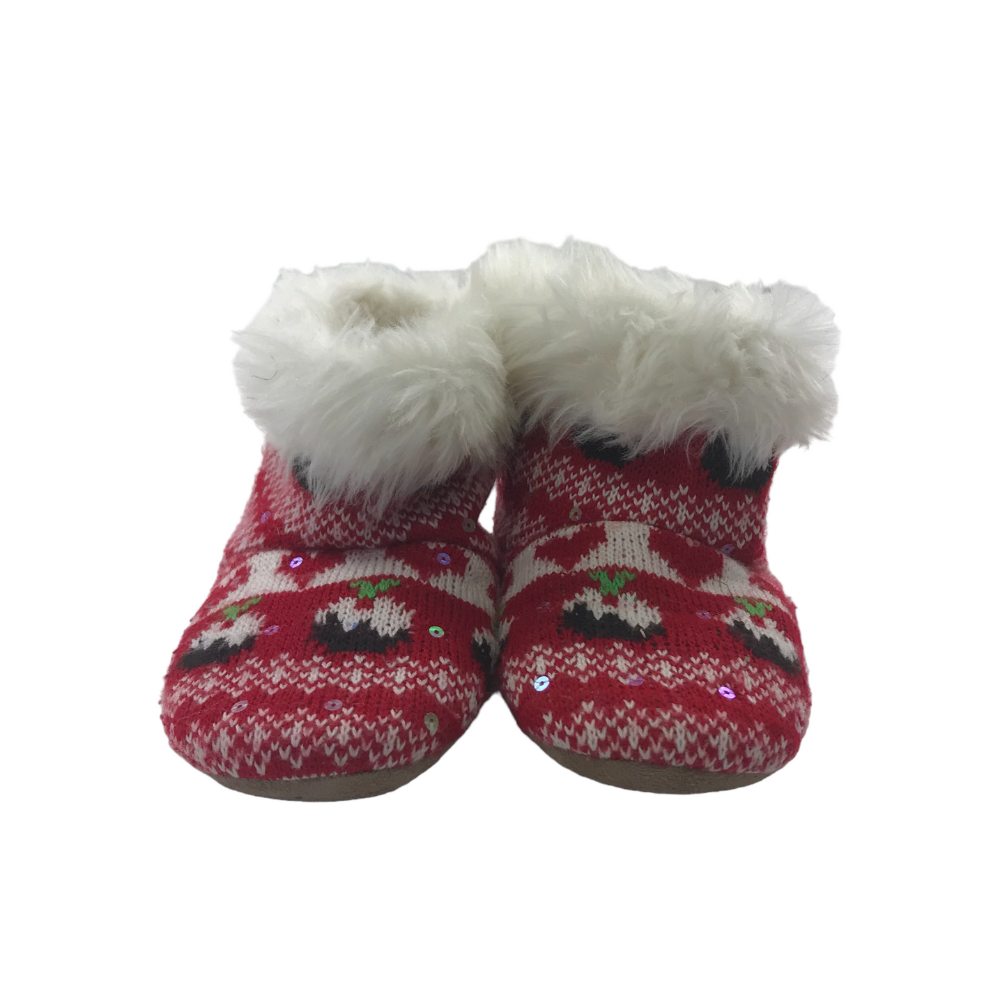 Primark Red Xmas Pattern Slippers Shoe Size 13 jr