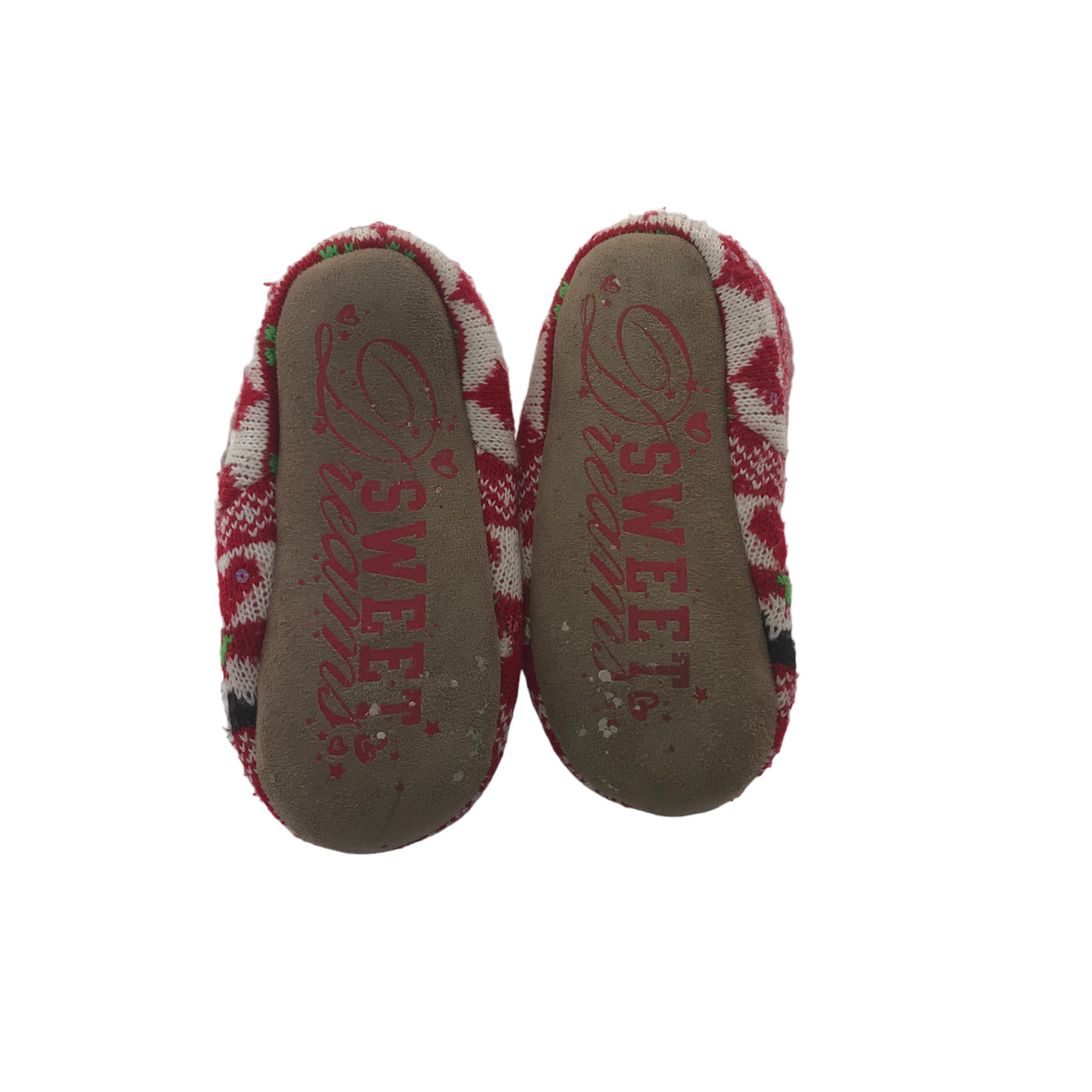 Primark Red Xmas Pattern Slippers Shoe Size 13 jr