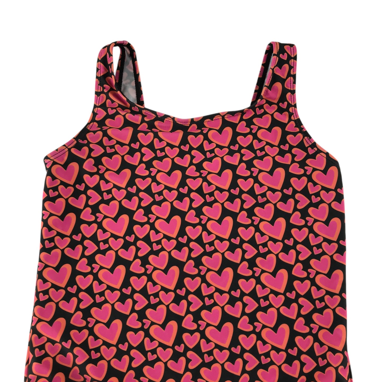 Primark swimsuit 11-12 years black and pink love hearts one-piece cossie