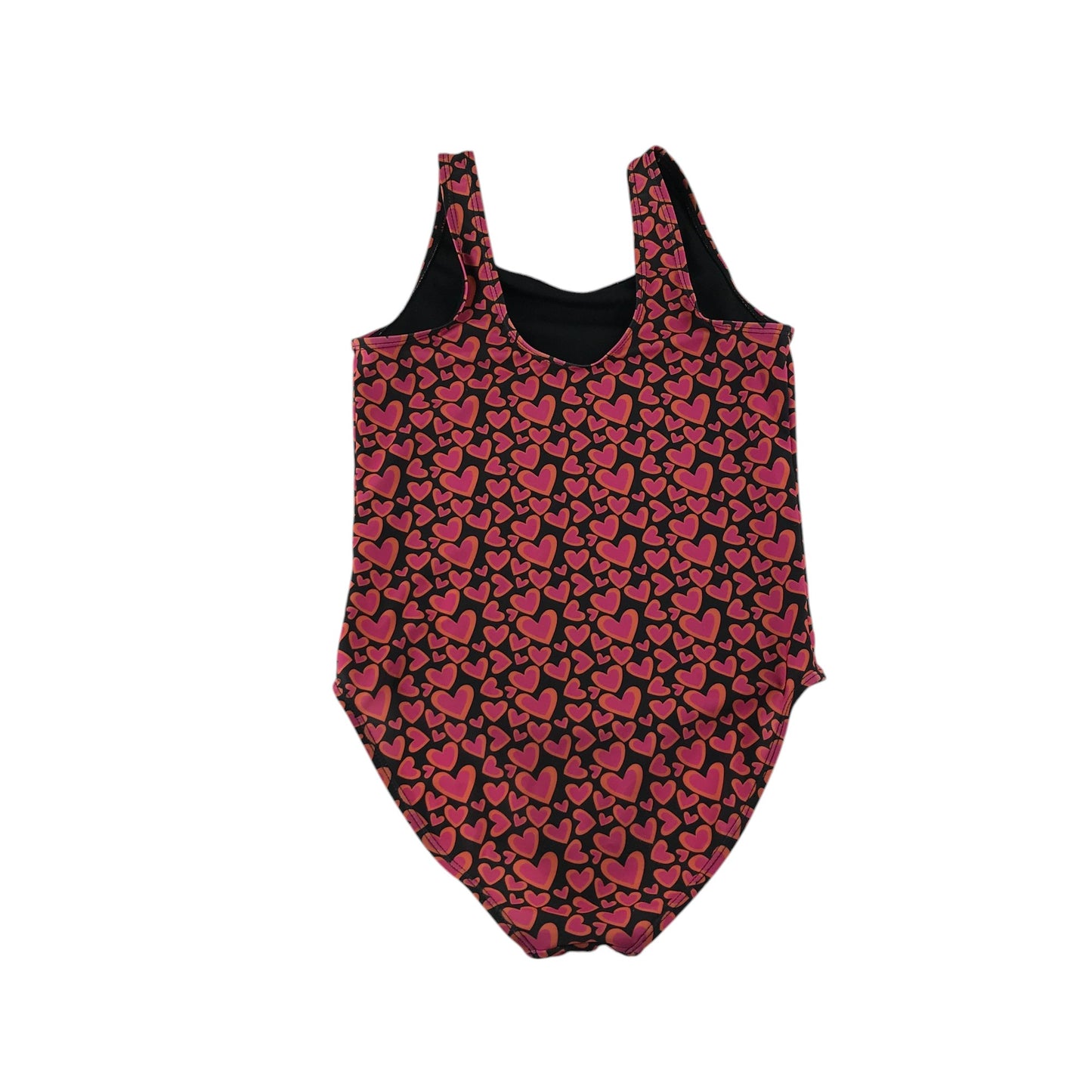 Primark swimsuit 11-12 years black and pink love hearts one-piece cossie