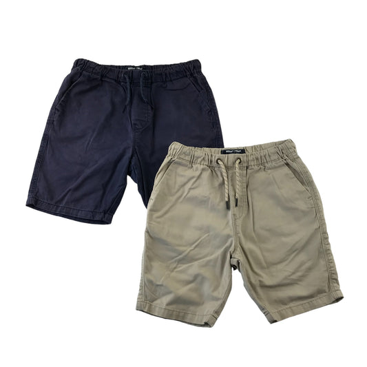 Next Shorts Bundle Age 5 Navy and Beige Draw Strings Elasticated Pockets Cotton