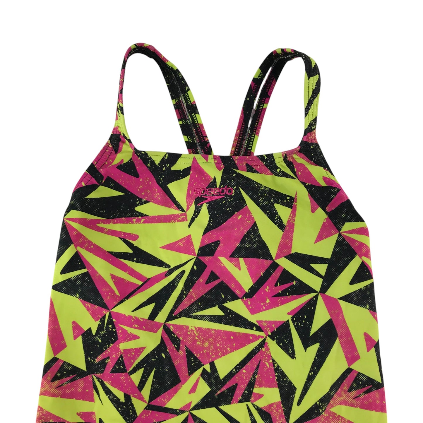 Speedo swimsuit 13-14 years yellow and pink graphic pattern one-piece cossie