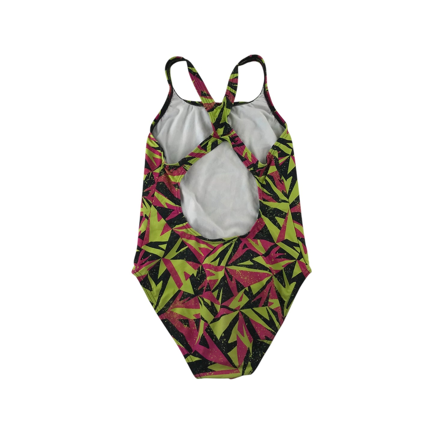 Speedo swimsuit 13-14 years yellow and pink graphic pattern one-piece cossie