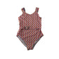 Primark swimsuit 14-15 years purple and orange graphic wave pattern one-piece cossie