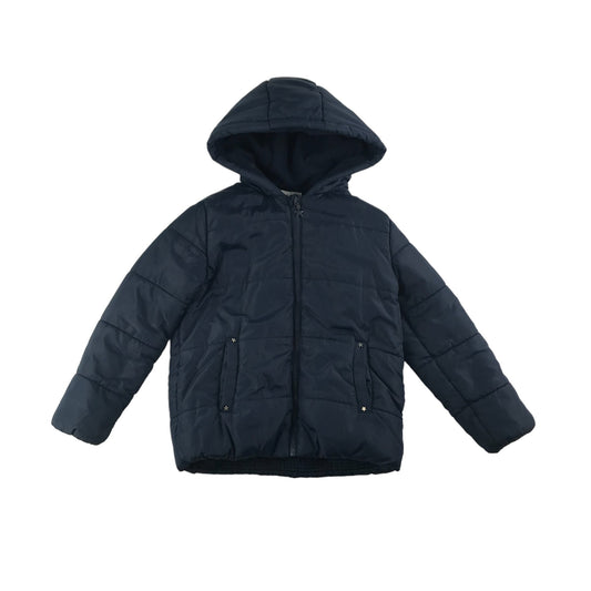 River Island Jacket Age 8 Navy Blue Puffer with Hood
