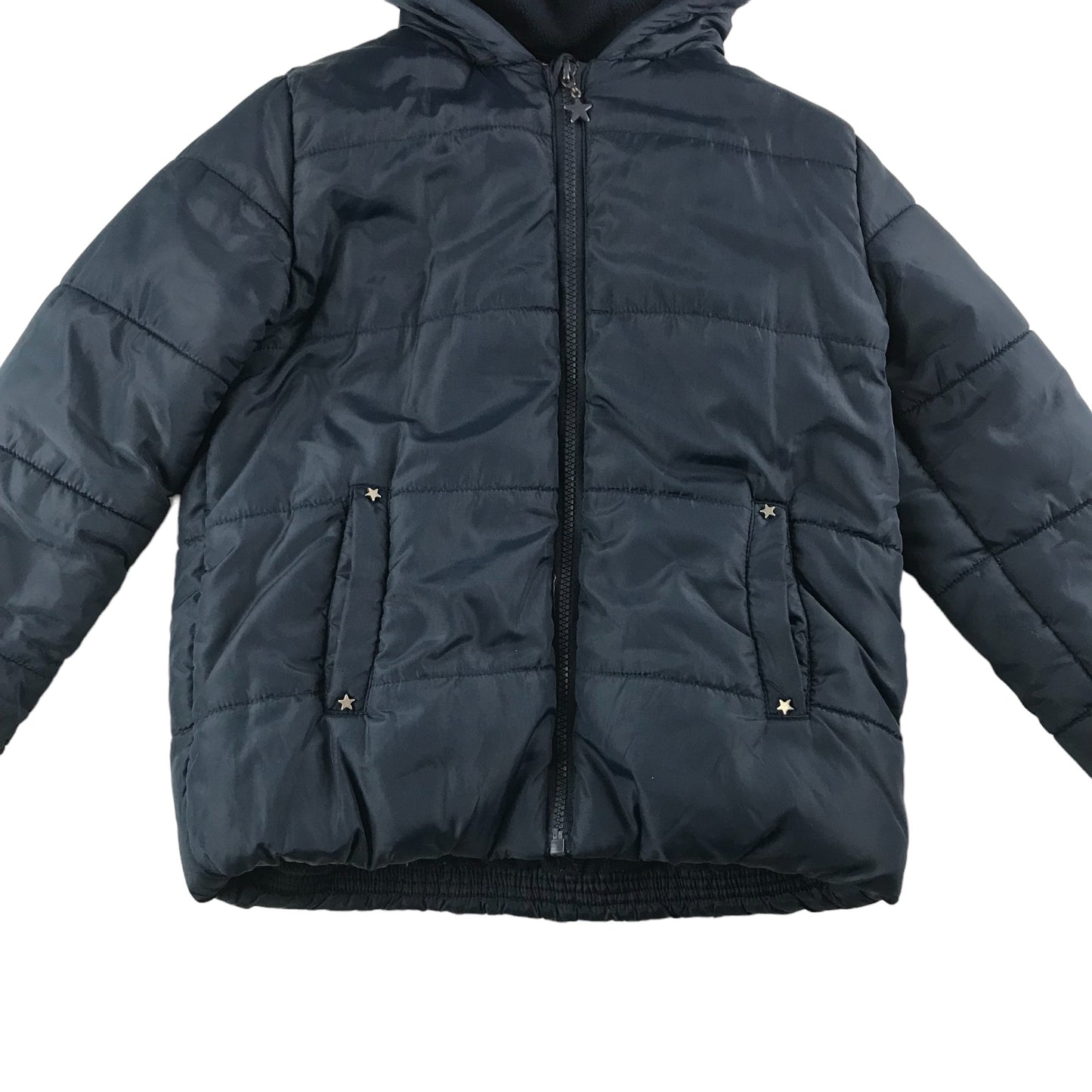 River Island Jacket Age 8 Navy Blue Puffer with Hood