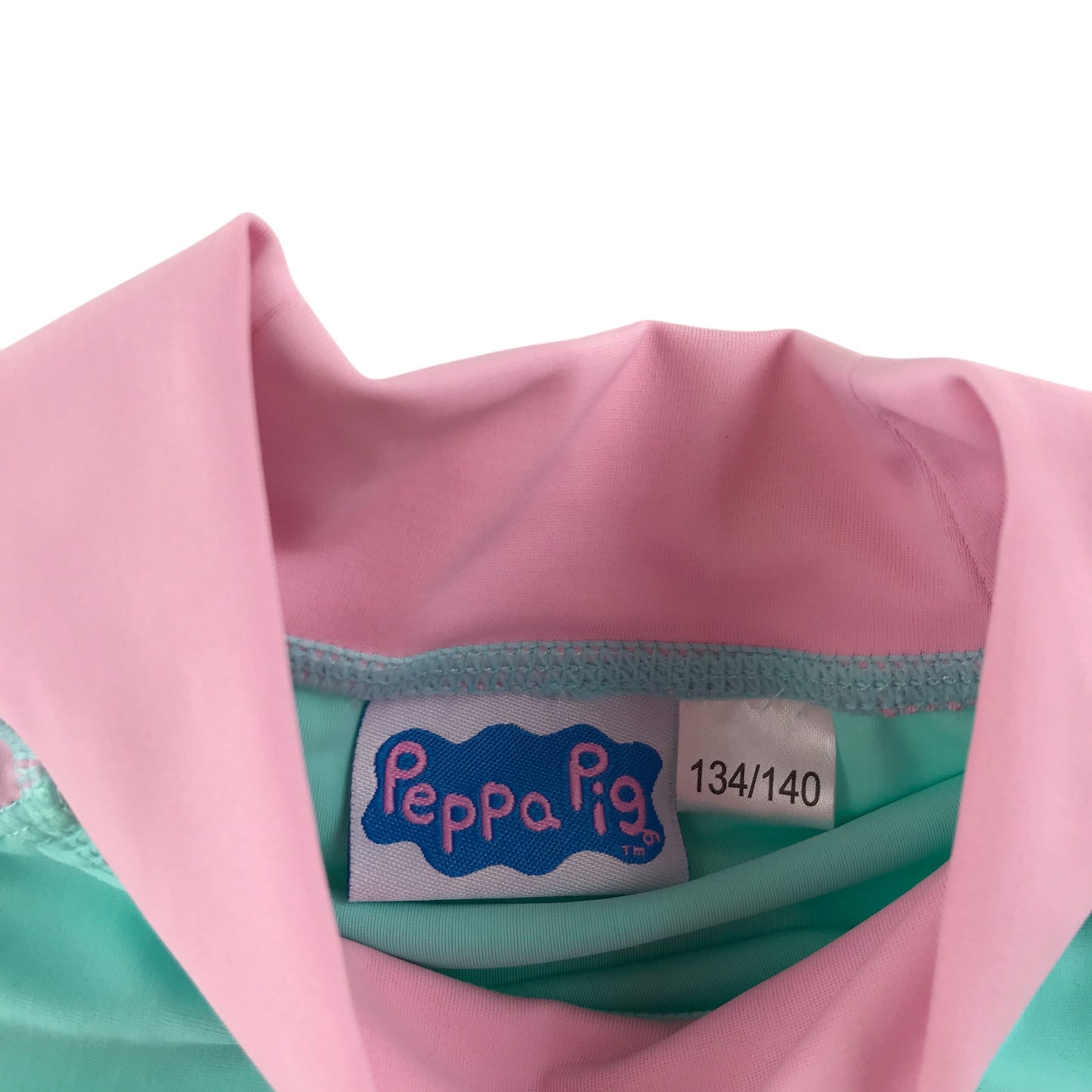 Peppa Pig swim top 9-10 years pink and turquoise Paradise print