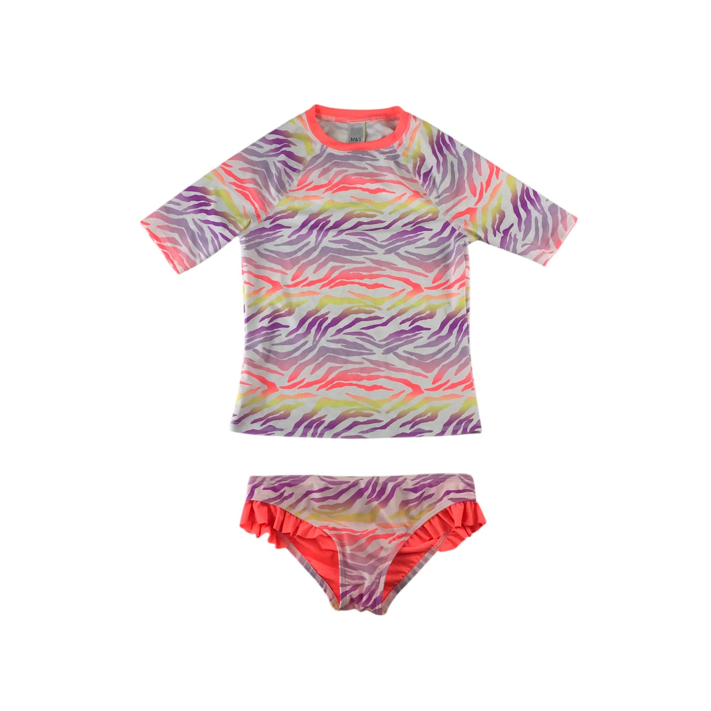 M&S swimsuit 9-10 years lilac orange and yellow 3-piece set