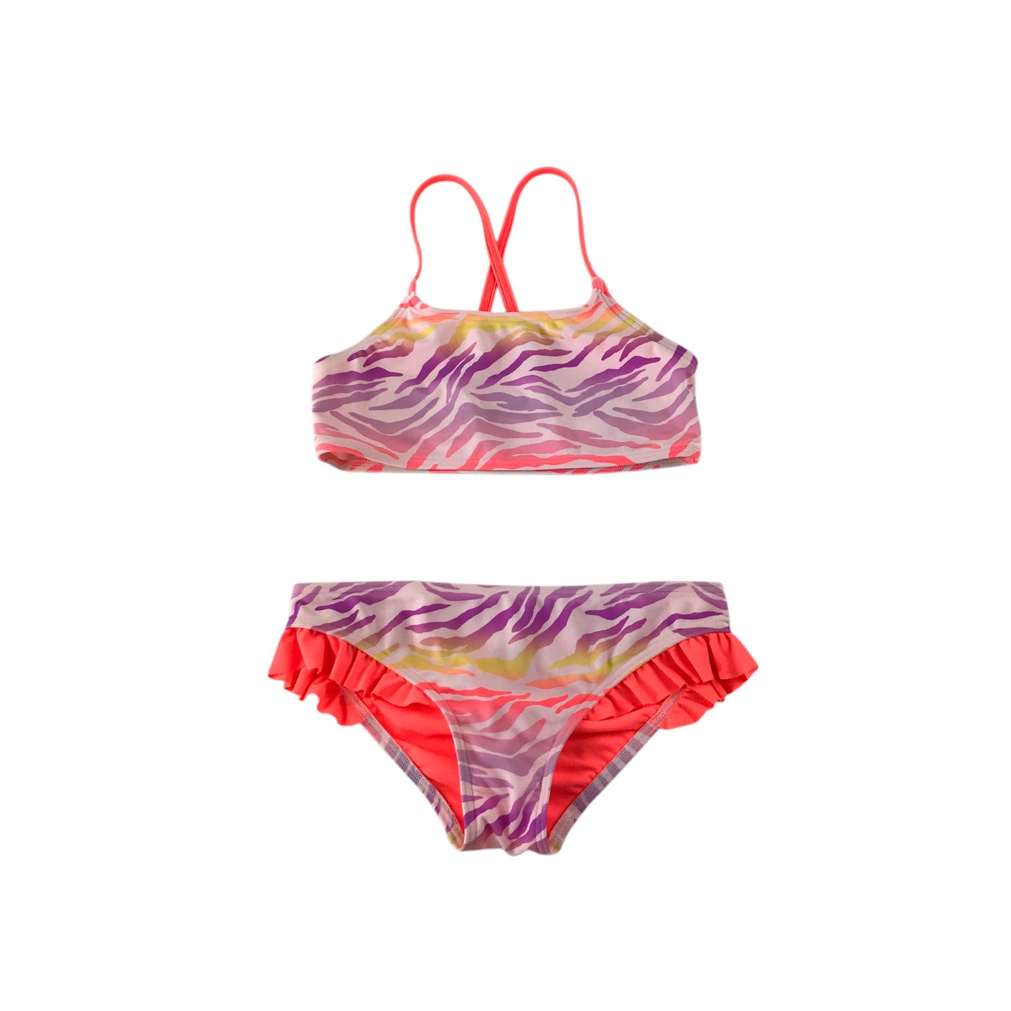 M&S swimsuit 9-10 years lilac orange and yellow 3-piece set