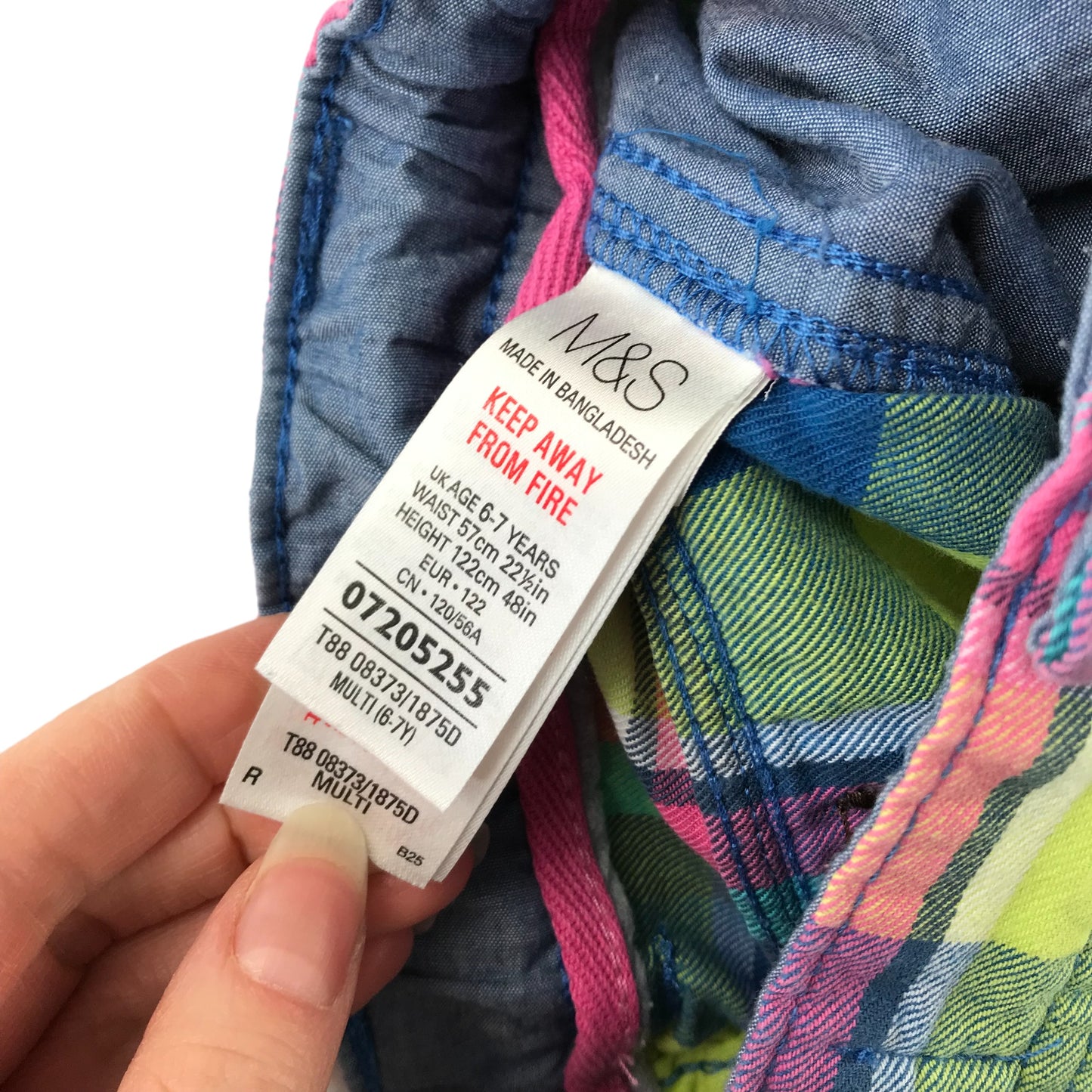 M&S Shorts Age 6 Yellow Checked Adjustable Waist Pockets Belt Loops Cargo Style