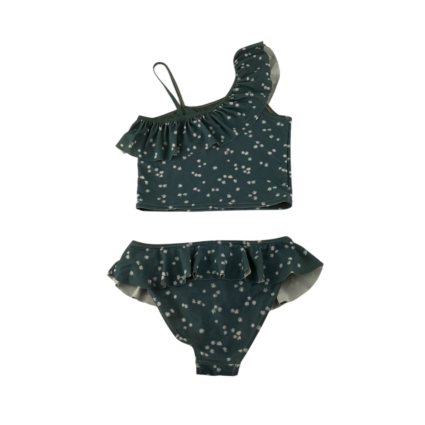 M&S swimsuit 10-11 years green daisies 2-piece set