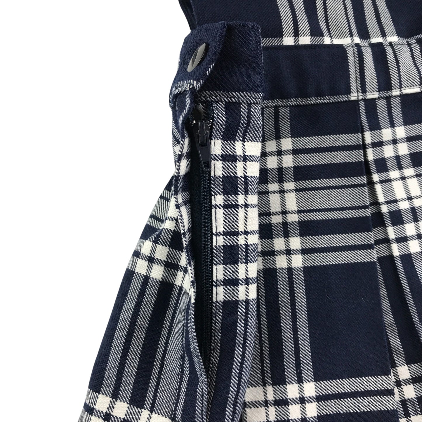 Navy and White Tartan School Bib Style Pinafore