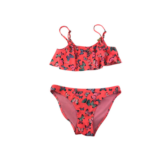 H&M swimsuit 11-12 years pink butterfly print 2-piece set