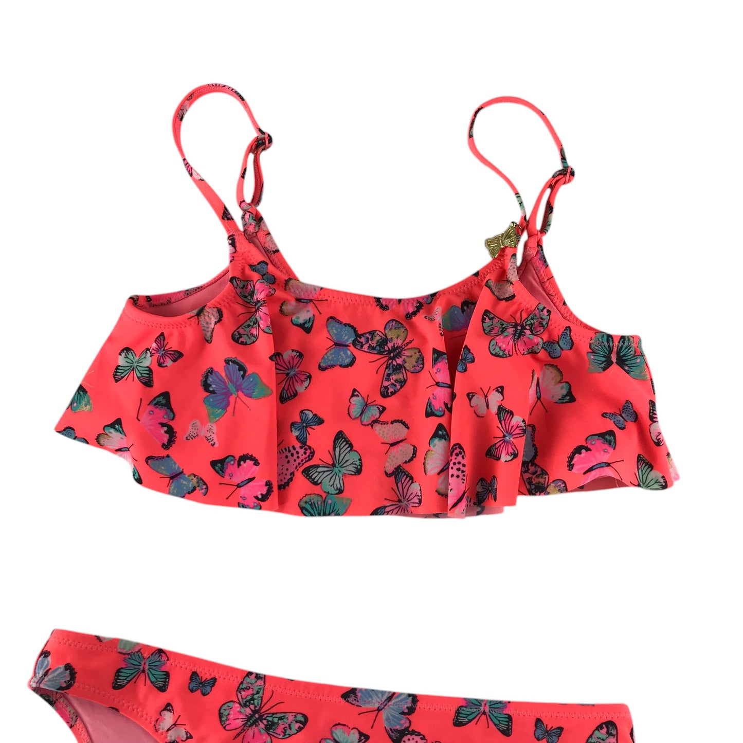 H&M swimsuit 11-12 years pink butterfly print 2-piece set