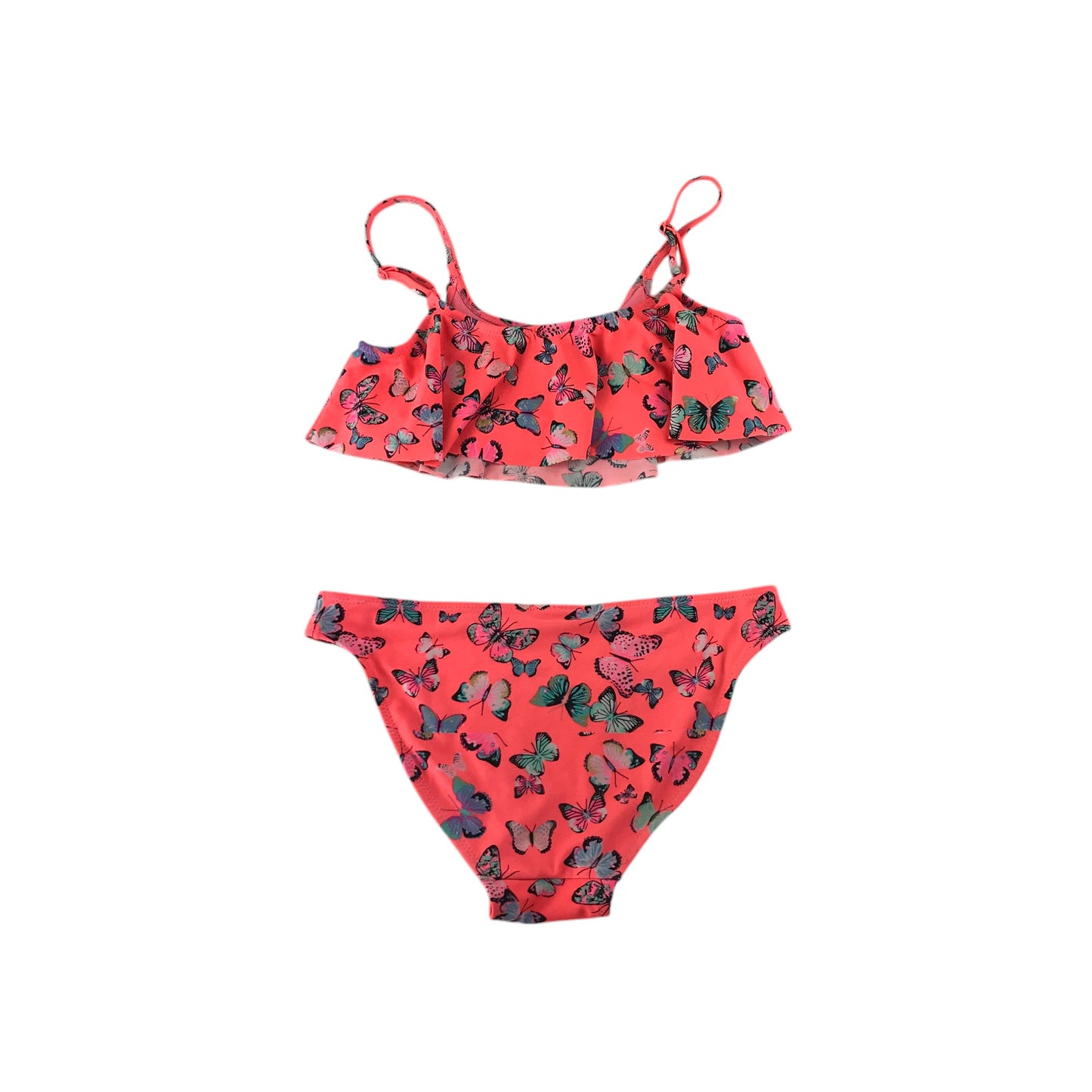 H&M swimsuit 11-12 years pink butterfly print 2-piece set