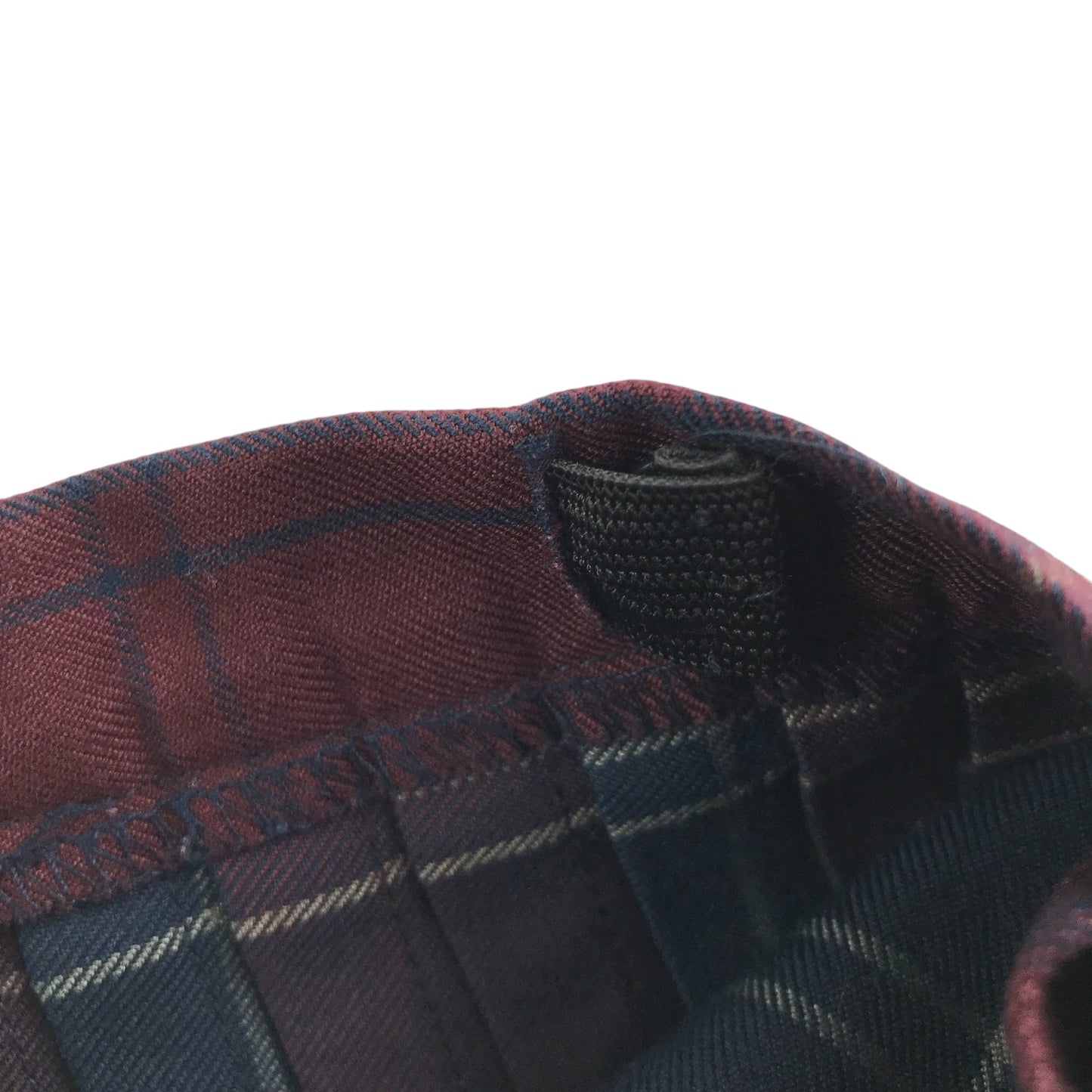 Burgundy and Navy Tartan School Skirt Adjustable Waistband