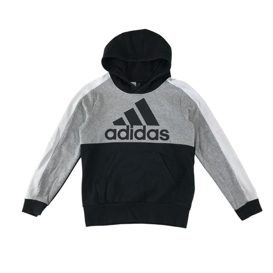 Adidas hoodie 11-12 years grey white and black panelled design large logo