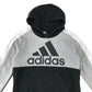 Adidas hoodie 11-12 years grey white and black panelled design large logo