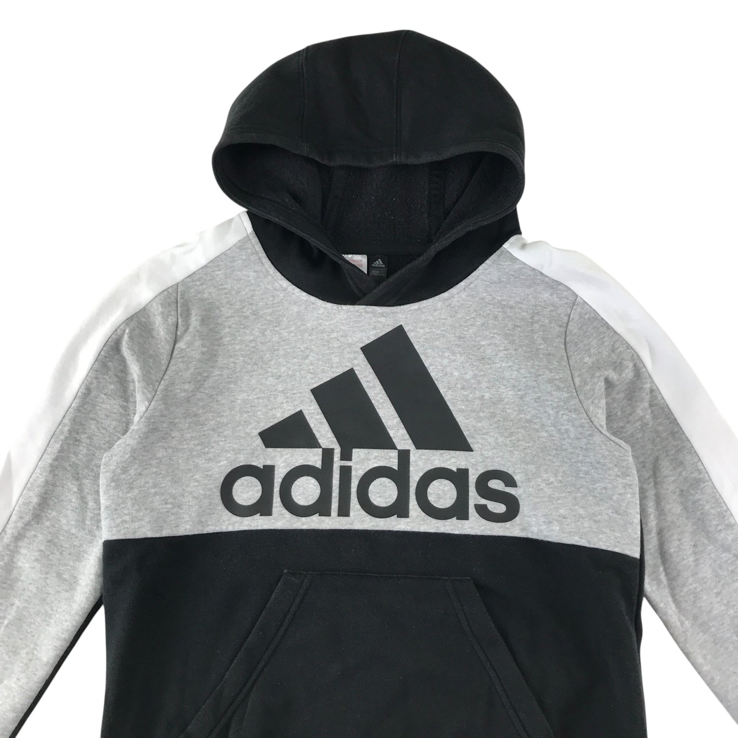 Adidas hoodie 11-12 years grey white and black panelled design large logo