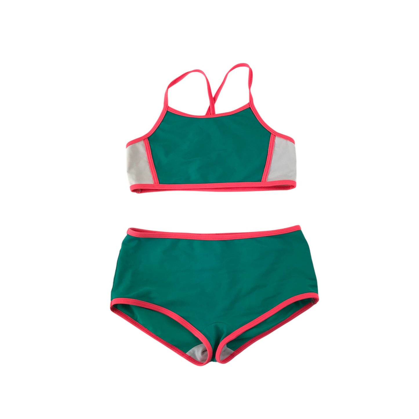 M&S swimsuit 11-12 years green and white 2-piece set