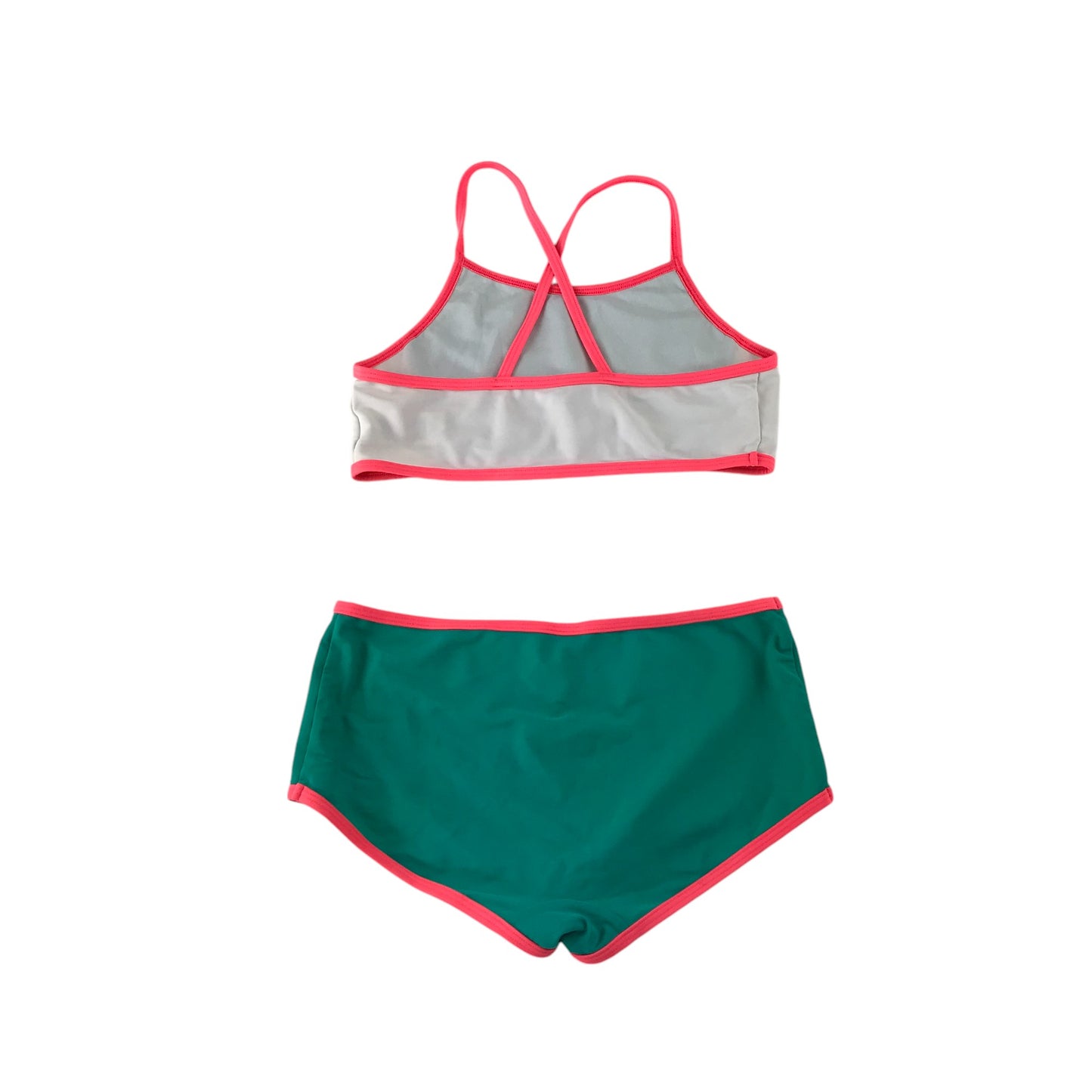 M&S swimsuit 11-12 years green and white 2-piece set