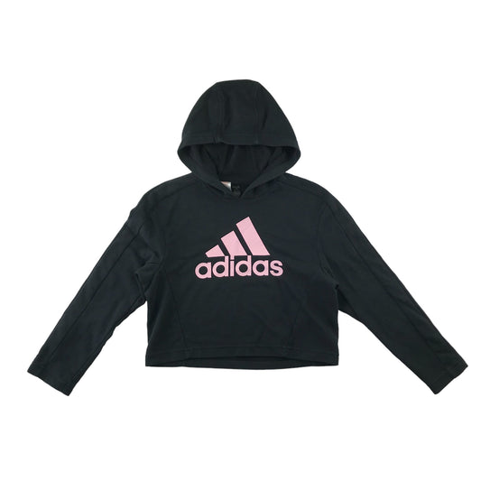 Adidas hoodie 9-10 years black cropped pink logo pullover