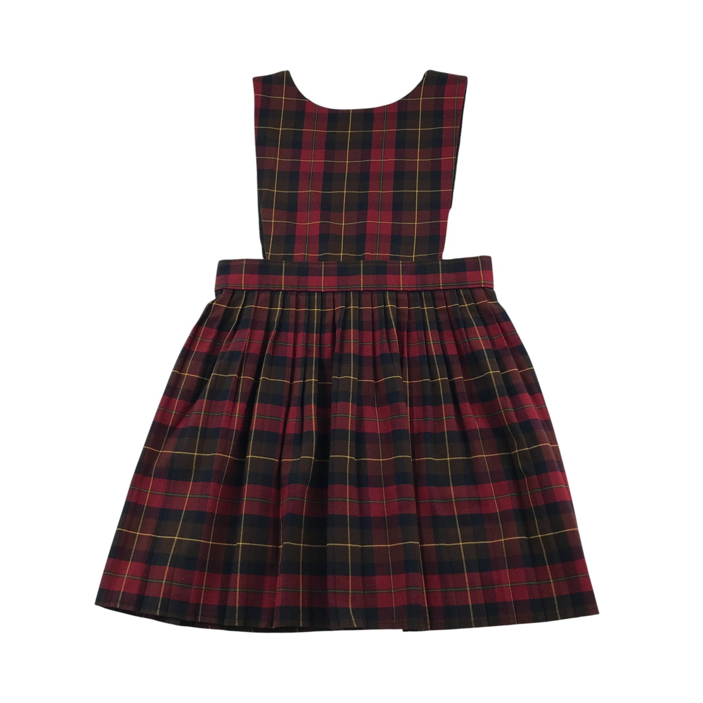 Red and Brown Tartan School Bib Style Pinafore