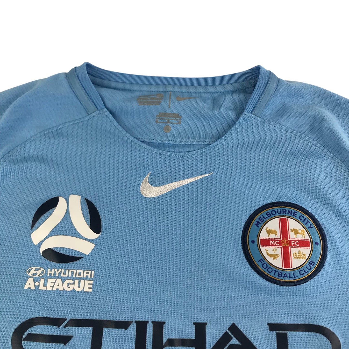 Nike Melbourne City FC 18/19 Home Football Top Size M Light Blue Short Sleeve